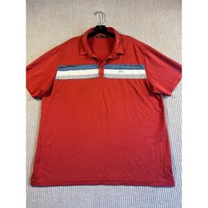 Travis Mathew Polo Shirt Mens XXL Red Stripe Short Sleeve Golf Performance